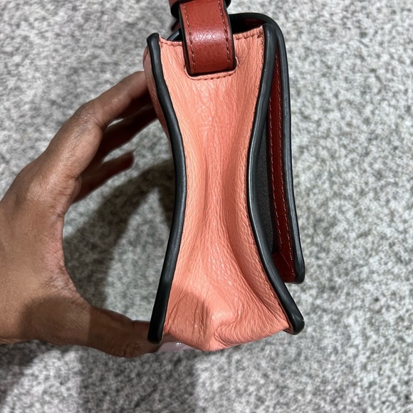 Fossil Wiley Genuine Leather Orange Brown Mini Crossbody Bag Magnetic Closure - Picture 7 of 13